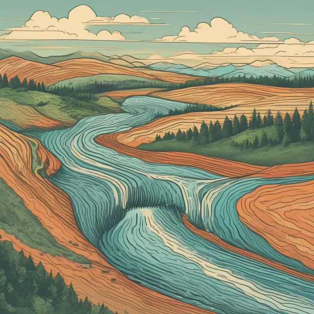 A meandering river illustrating the relationship between yields, maturities, and interest rates