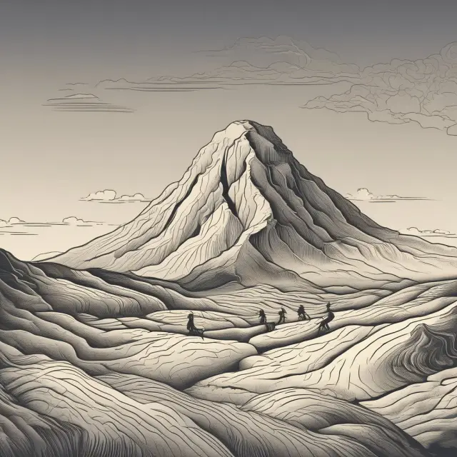 Metaphorical image of a steepening yield curve, with long-term yields (mountain) rising faster than short-term yields (plain)