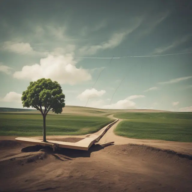 A seesaw representing an inverted yield curve, with short-term interest rates higher than long-term rates, symbolizing economic uncertainty and potential for lower interest rates.