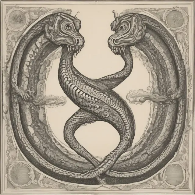 Interpreting yield spreads in economic context: Serpents symbolize cycles, narrowing for prosperity and widening for crises.