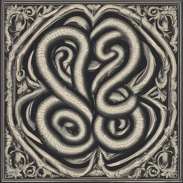 Two intertwined serpents illustrating Yield to Maturity (YTM) and Yield to Worst (YTW), representing bond investment analysis and investor risk