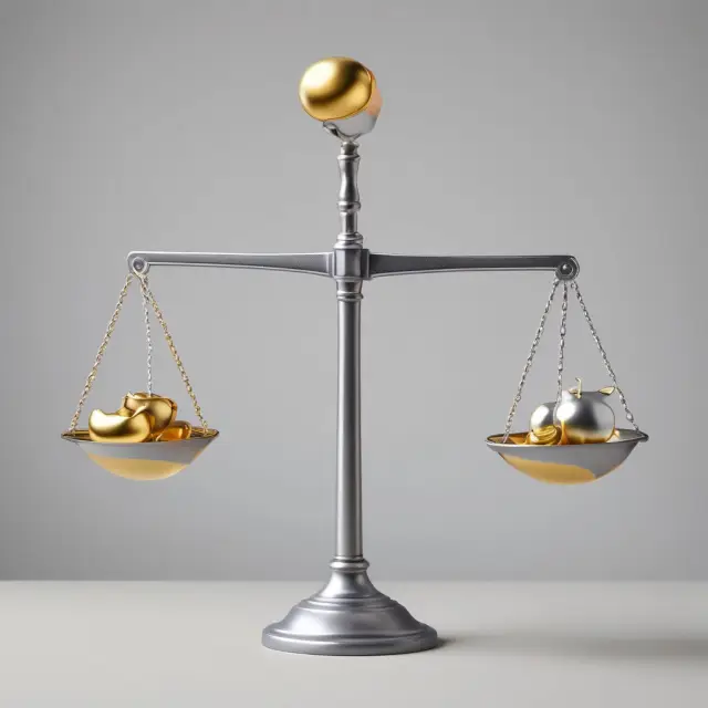 Golden scale balancing yield to maturity and yield to worst, symbolizing comparison between optimal bond returns (YTM) and worst-case income generation (YTW)