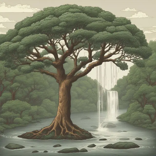 A river represents Running Yield, with its flow reflecting the recent income from bond investments, while a tree symbolizes Nominal Yield, depicting total returns when held to maturity