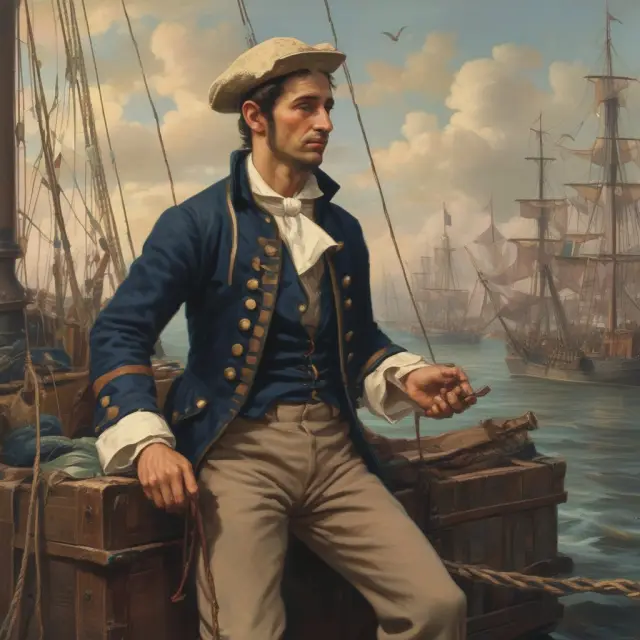 A sailor voyaging through the ages, passing by various versions of amended York Antwerp Rules on a vast sea