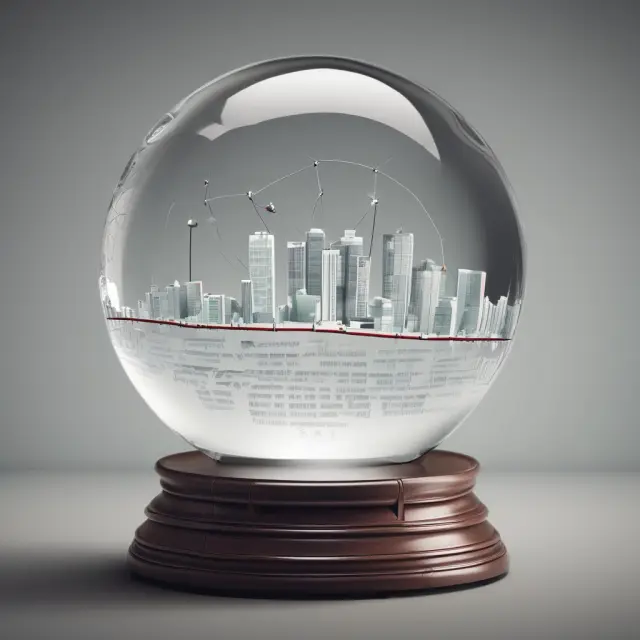 Crystal ball displaying year-to-date financial data, including trends and goalposts