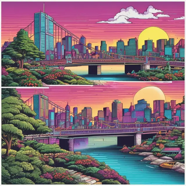 Image of a bridge connecting modern day yuppies and their 1980s counterparts, symbolizing the continuation and evolution of successful young professionals