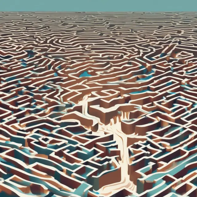 A river with clear water represents the Central Limit Theorem, flowing through various interconnected normal distributions depicting large samples.
