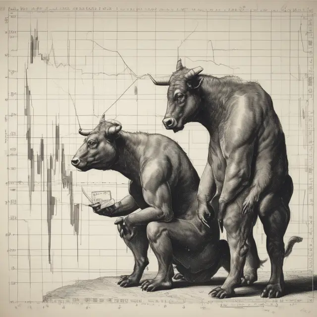 Two stylized figures - a bull and bear - examining earnings graphs with magnifying glasses to emphasize the importance of data-driven decisions in Zacks