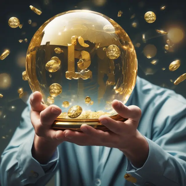 Len Zacks examining a crystal ball containing golden dollar signs, symbolizing consensus earnings estimate agreement and upward revision trend.
