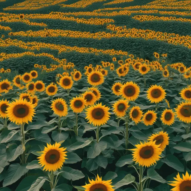 Sunflowers transforming into a diverse forest of stocks and bonds illustrating TDF