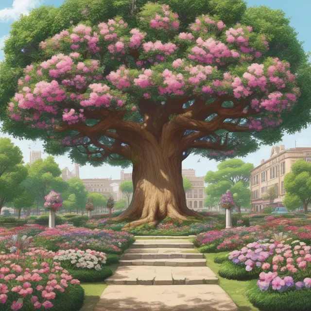 A metaphorical representation of ZBAs as blooming flowers linked to a master account tree, illustrating efficient cash management