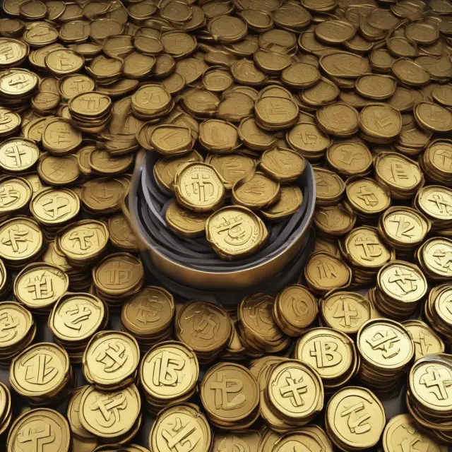 Gold coins with 21 coins stacked in a pile and more coins flowing from a sifter, symbolizing ZCash