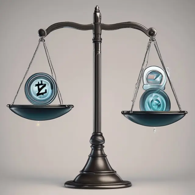 Two sides of a scale representing ZCash
