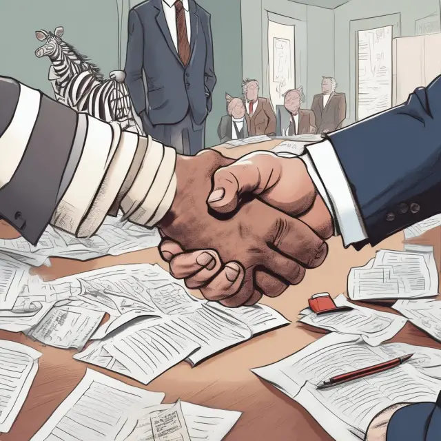 Municipality and financial intermediary shaking hands over documentation for a zero basis risk swap agreement