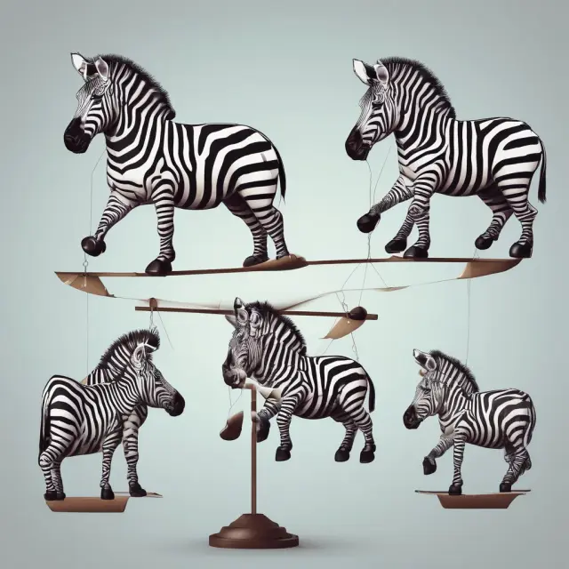 A juggler skillfully manages two sets of scales representing disclosure requirements and regulatory compliance while balancing a zero basis risk swap (ZEBRA)
