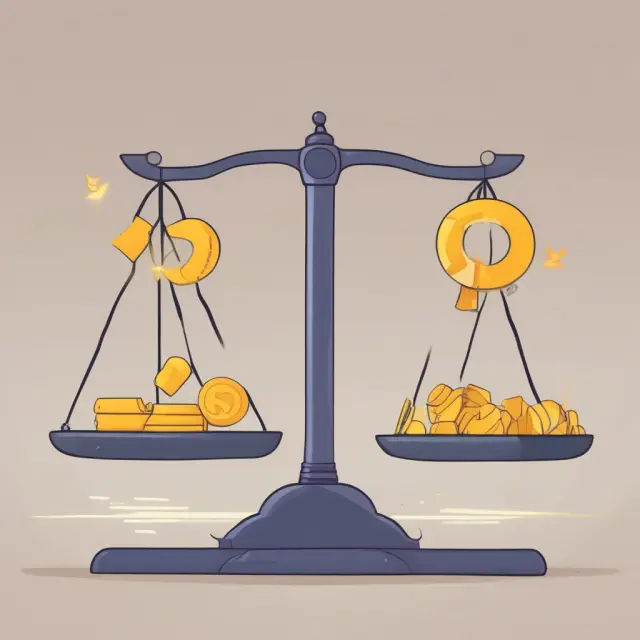A balanced scale with zero-balance cards on one side and debt on the other, representing a lowered credit utilization ratio
