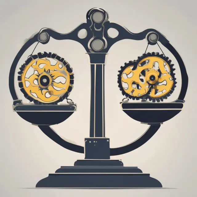 Scales illustrating credit utilization and zero balance cards. Gear system connects gears labeled 