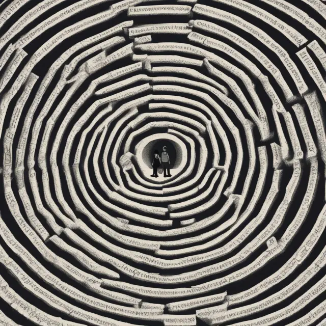 A group of central bankers trying to navigate a complex maze, representing the challenges of working with negative interest rates in an economy bound by the zero-bound.