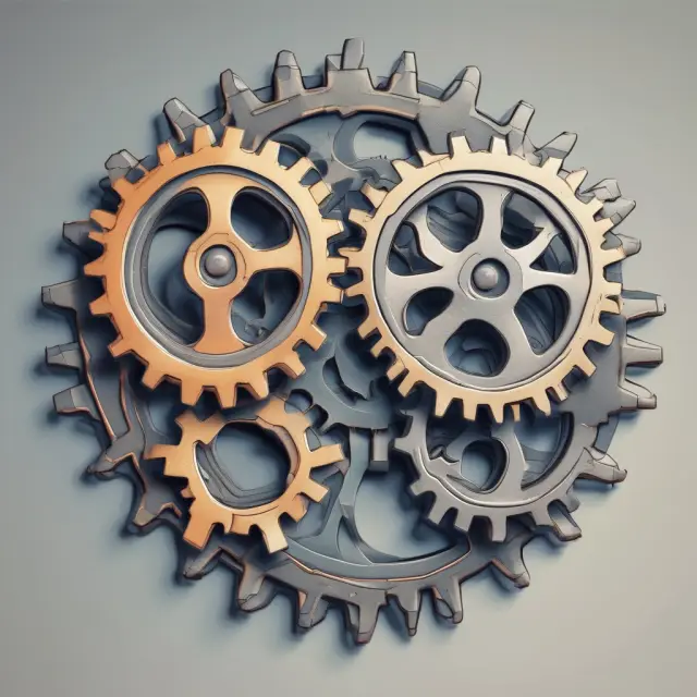 Intertwined gears symbolizing long and short options offsetting transaction costs in options trading.