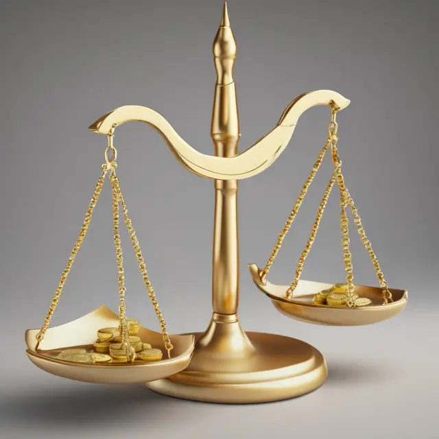 Golden scales depicting the balance between the fixed leg (2.4%) and inflation leg ($25 million) in a zero-coupon inflation swap