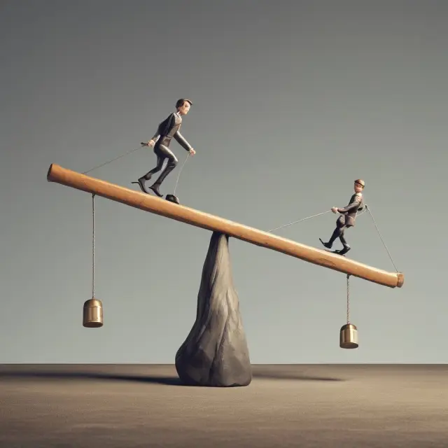 Seesaw symbolizing the balance between bond stability and stock volatility in Zero-Coupon Convertibles