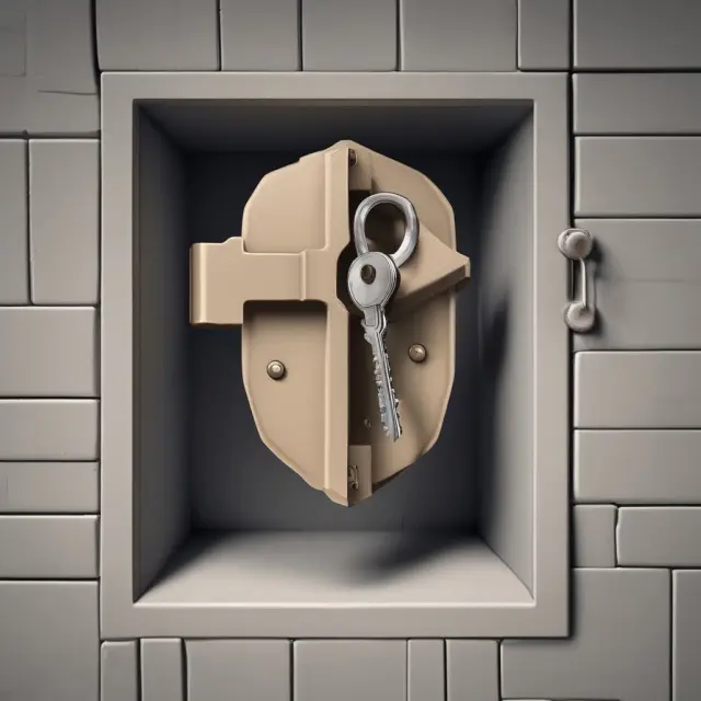 Zero-Day Attacks: A hidden key unlocking a vulnerable vault, symbolizing unknown software weaknesses exploited by cybercriminals.