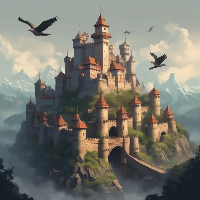 Fortified castle with eagles and guards: Zero-floor limit policy for enhanced fraud protection and swift transaction processing.