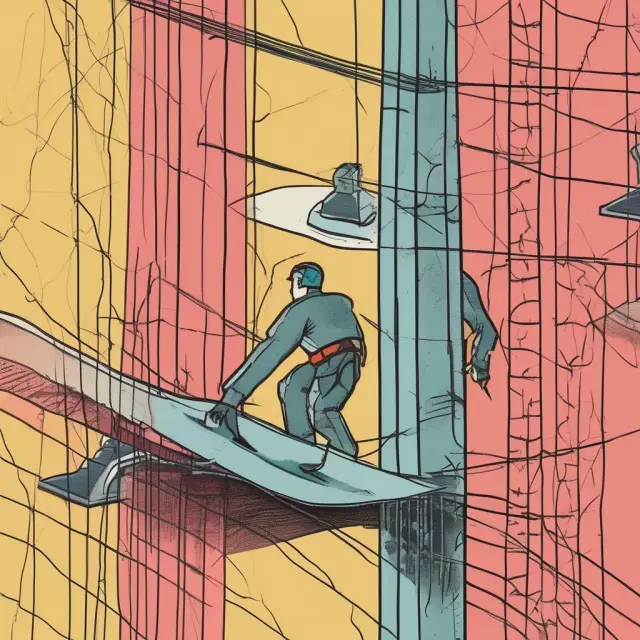 Image of a tightrope walker juggling security (a shield) and convenience (a clock), symbolizing the challenges and solutions of implementing zero-floor limits in payment processing