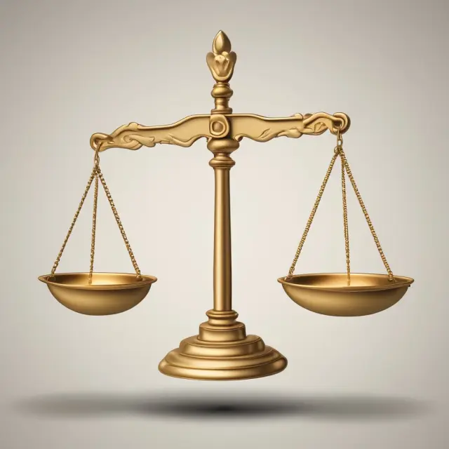 Image of justice scales holding a golden zero layoff policy scroll, symbolizing the balance between legal considerations and maintaining a zero layoff policy.