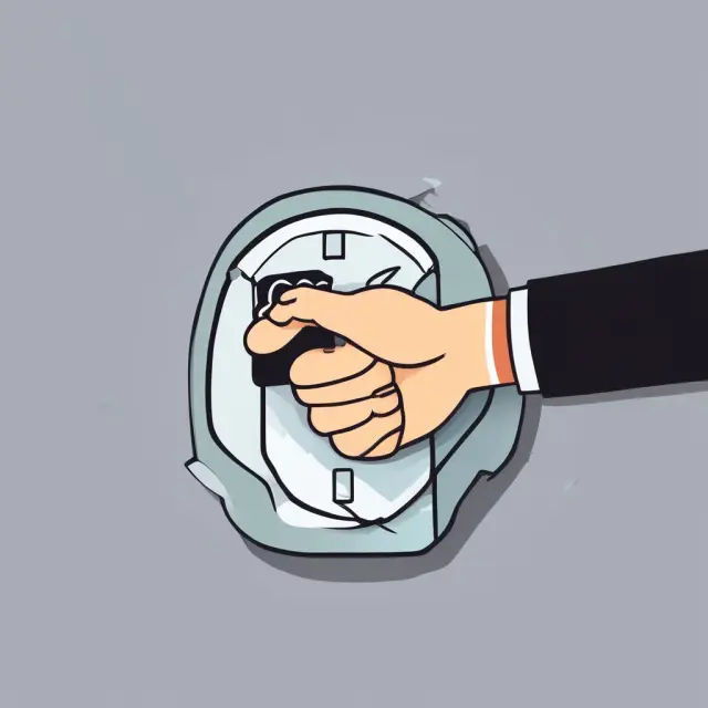 Hand holding a shield, representing protection from financial loss, clutching a credit card and a clock