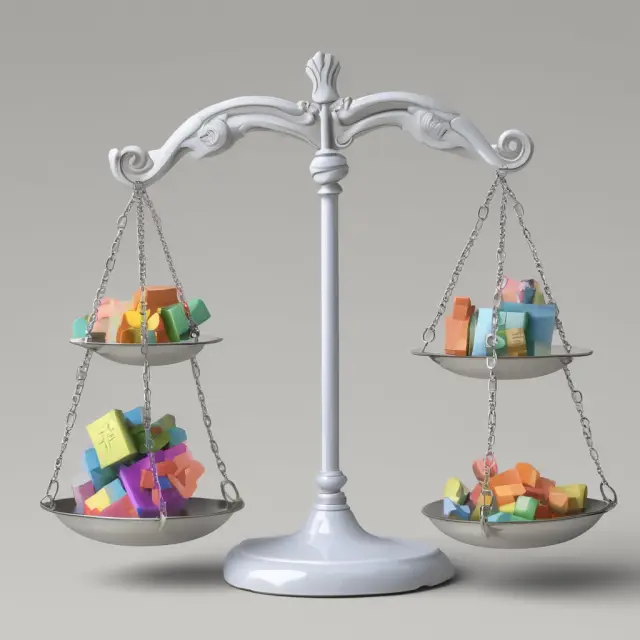 A set of balanced scales overflowing with essential zero-rated goods, symbolizing their affordability.