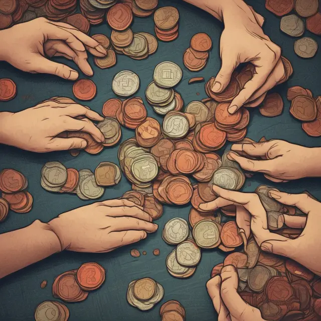 Two players placing pennies on a table, one winner takes all