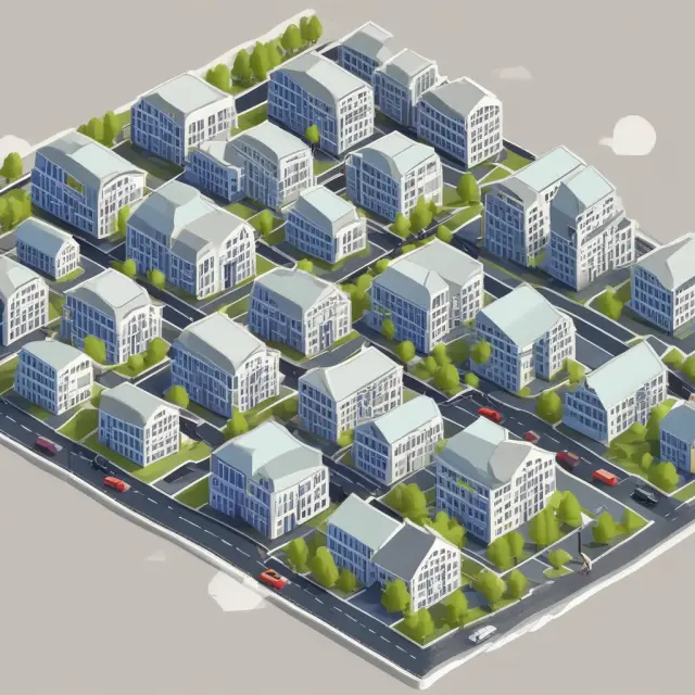 A thriving real estate market with a heart shaped enterprise zone, illustrating the positive influence of a zero capital gains rate on property values and investment decisions