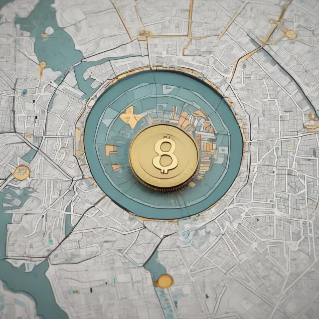 A map illustrating enterprise zones with golden coins representing the incentive of a zero capital gains tax rate, stimulating real estate investment and development.