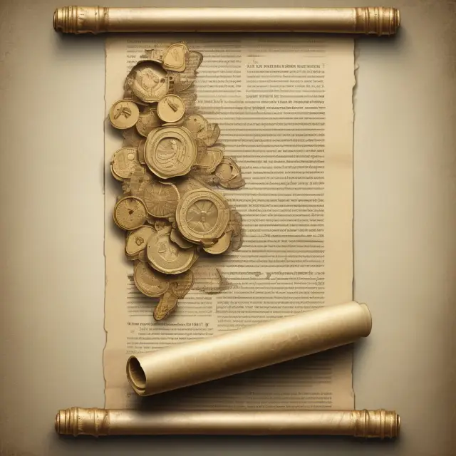 A golden scroll illustrating the history of the uptick rule with key milestones represented by golden coins symbolizing zero upticks