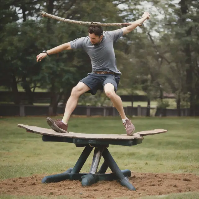 Short seller balances on a seesaw, with zero upticks symbolizing price stability