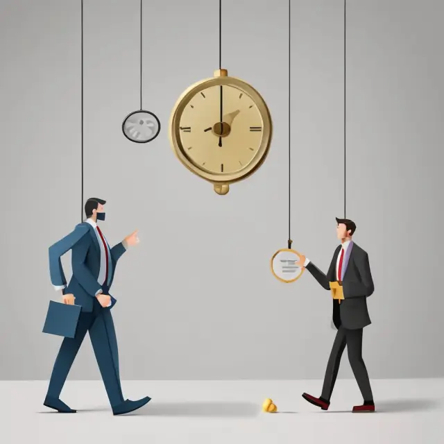 Metaphorical representation of stock market regulations, depicting a pendulum swinging between upticks and zero plus ticks in the context of short selling