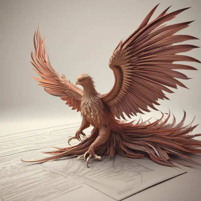 Phoenix emerging from quill, symbolizing Zeta Model