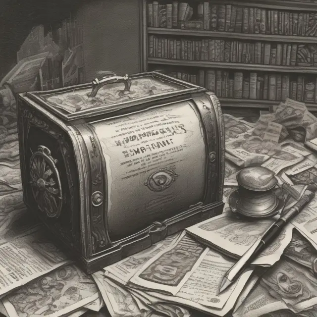 A time capsule bursting open, releasing scrolls representing economic data and the ZEW Indicator, symbolizing the indicator