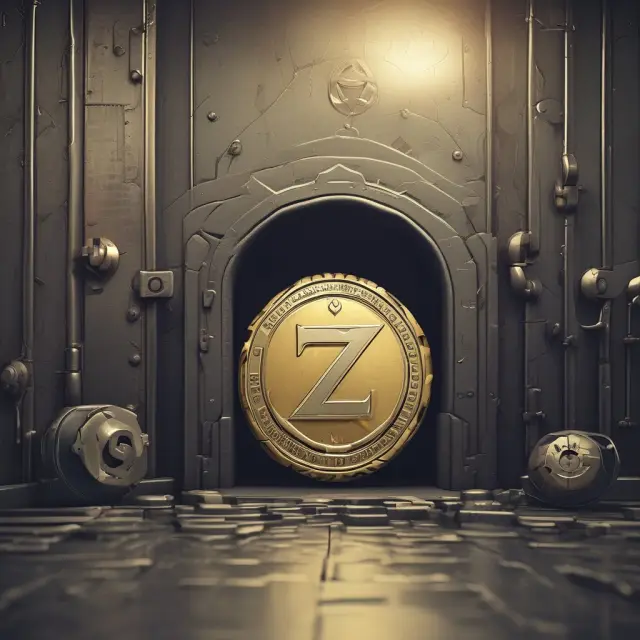 An image of a golden ZEC coin enclosed within a shielded vault, defended by zk-SNARK knights maintaining users