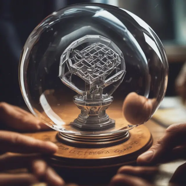 Trusted setup members engrave secrets onto a crystal ball to protect cryptographic keys, ensuring privacy and security in zk-SNARK