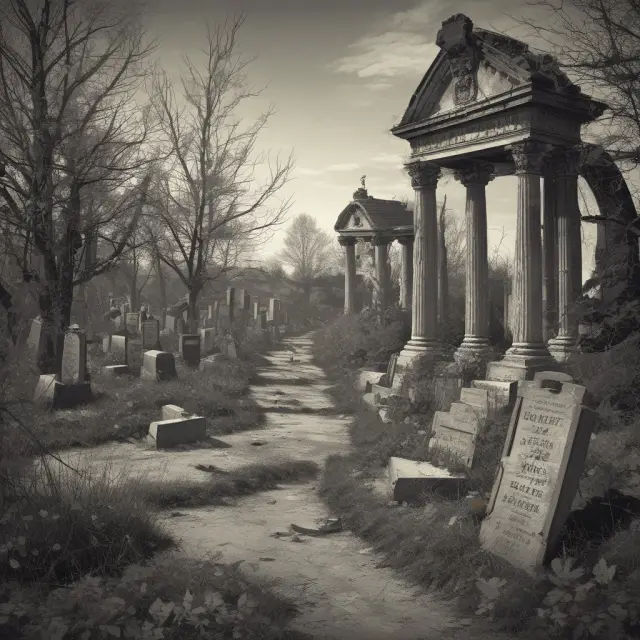 A cemetery filled with coffins containing zombie debts, symbolizing the resurrection of past financial obligations despite statutes of limitations