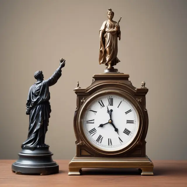 Image of a clock striking the hour symbolizing the statute of limitations, with a collector turning his back on an old, uncollectible debt