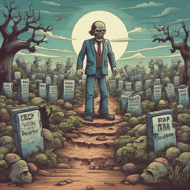 A graveyard filled with rising zombie debts threatening a healthy credit score and financial reputation.