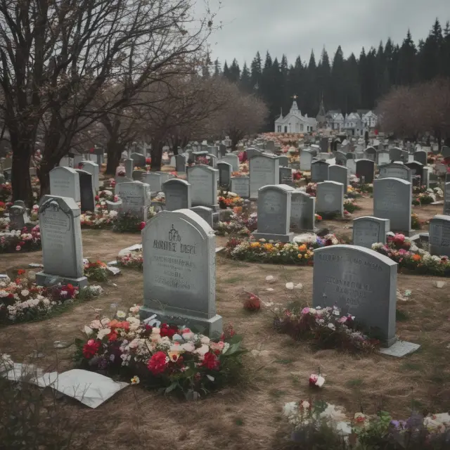 An image of a graveyard filled with wilted ETF flowers, representing the closure and elimination of underperforming exchange-traded funds