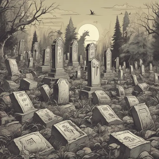 An image of several grave-like structures, each one releasing a stream of gold coins representing capital gains from the demised Zombie ETFs
