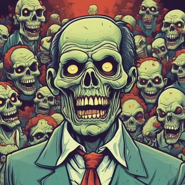A scale balancing a living company on one side and a zombie company on the other, representing the psychological risks involved in investing in unstable firms