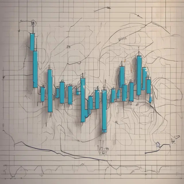 Visualization of candlestick analysis and moving averages revealing intricate resistance areas in stock market trends