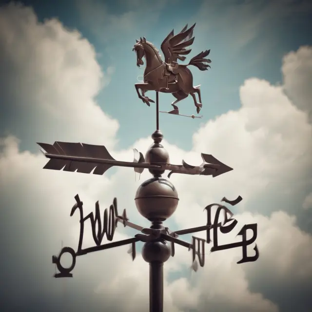 Weather vane changing direction above stock market charts, emphasizing the effect of news and events on price levels