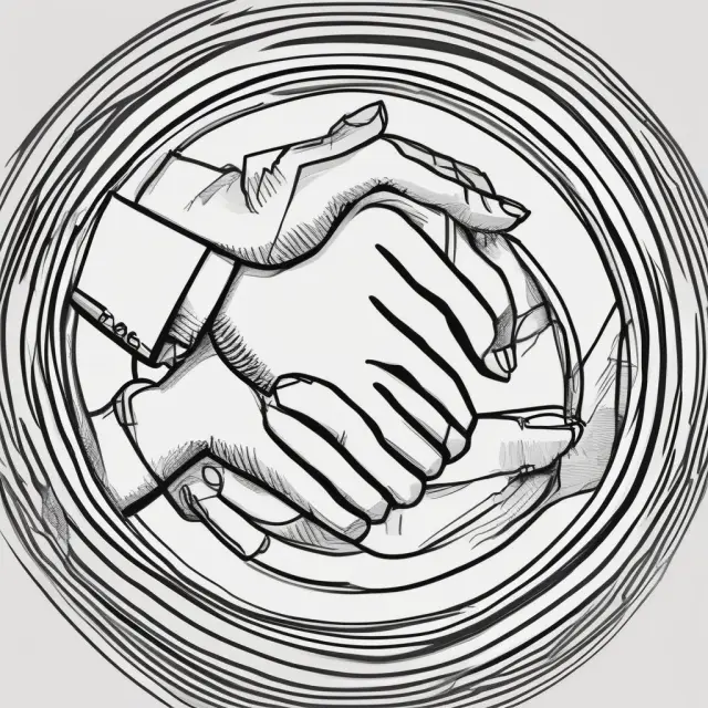 Two hands merging to create a ZOPA, representing the shared interest and common ground in successful negotiations